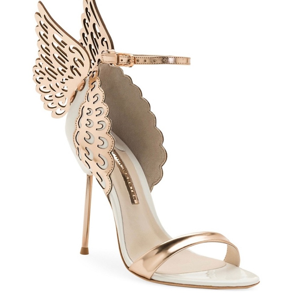 Sophisticated Winged Heels in Gold and White - Picture 2 of 13